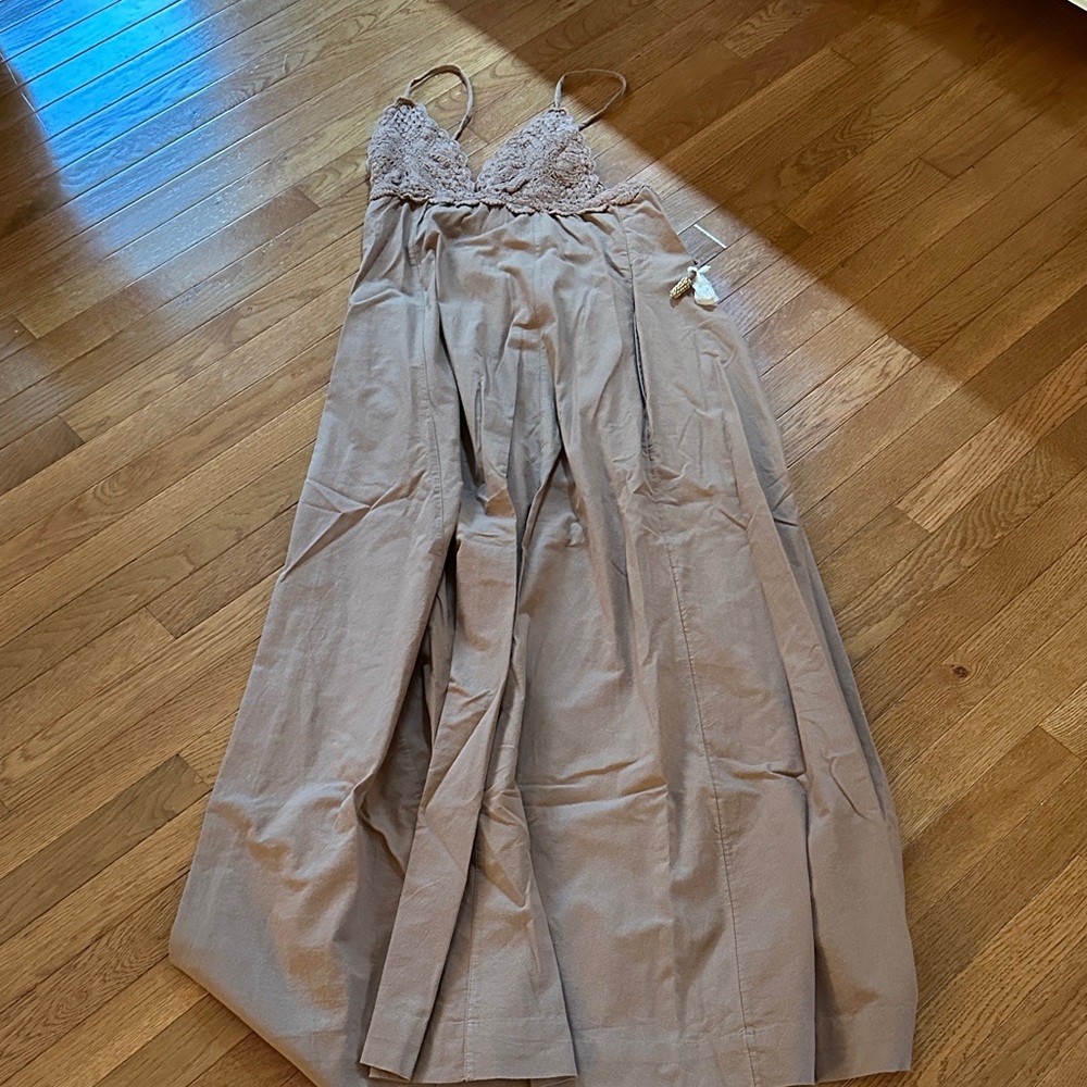 Free People Lace Maxi Dress in Taupe